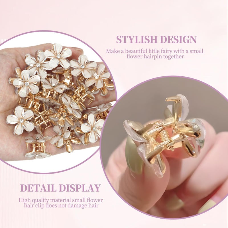 Aesnoun 20 Pcs Small Mini Flower Hair Clips, Mini White Flower Claw Design, Sweet Artificial Bangs Clips Decorative, Decorative Cute Hair Accessories for Women and Girls Party Birthday Festival (White) - Image 5