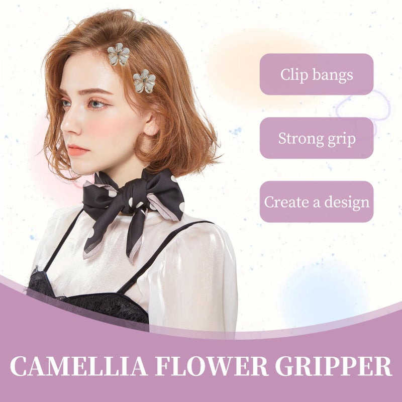 Aesnoun 20 Pcs Small Mini Flower Hair Clips, Mini White Flower Claw Design, Sweet Artificial Bangs Clips Decorative, Decorative Cute Hair Accessories for Women and Girls Party Birthday Festival (White) - Image 3