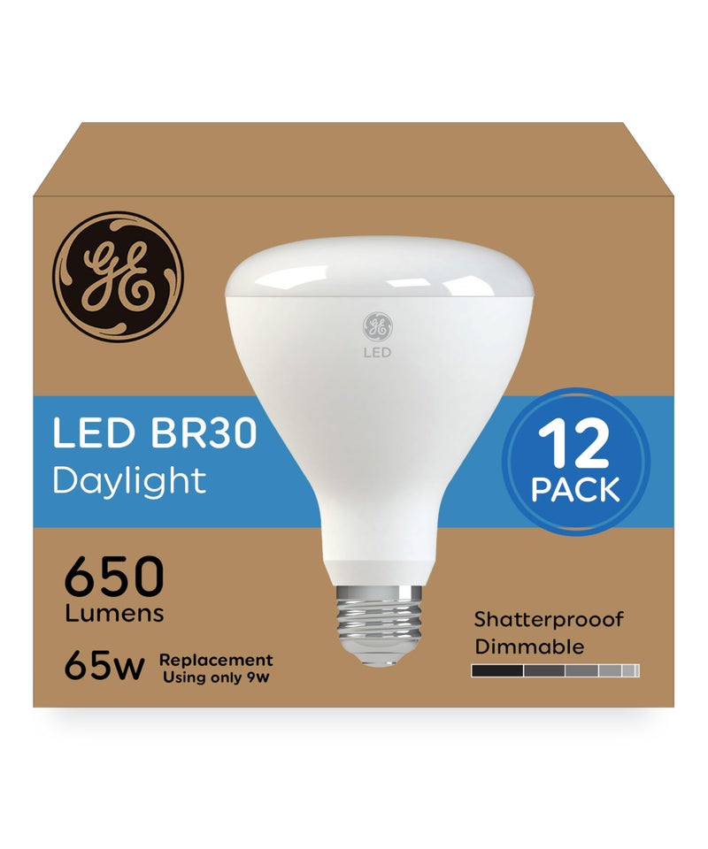 GE LED Light Bulbs, 65 Watt, Daylight, BR30 Indoor Floodlights (12 Pack) - Image 1