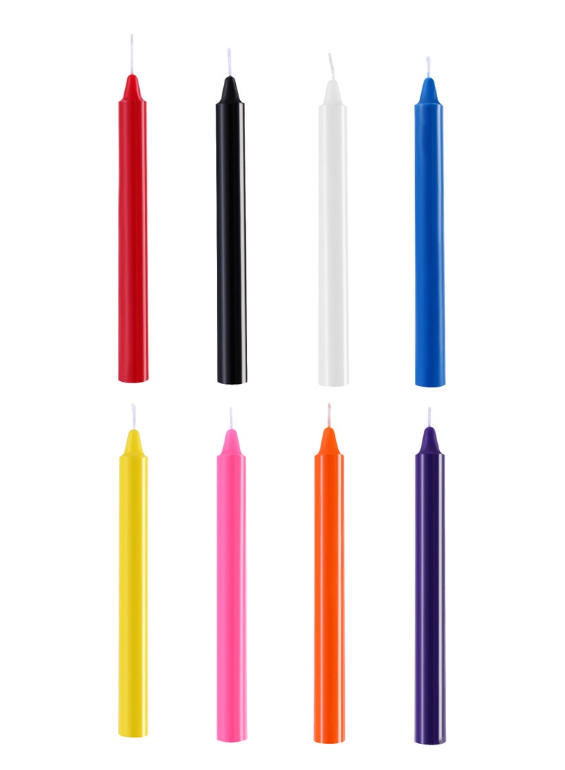 8 قطعة شموع مخروطية ملونة متعددة - 22 سم 8.6 بوصة قطر 2.2 سم 0.86 بوصة بلا رائحة بلا دخان بلا تنقيط شموع تزيينية لمنزل زواج حفلة عيد رمضان طاولة العشاء - Image 2