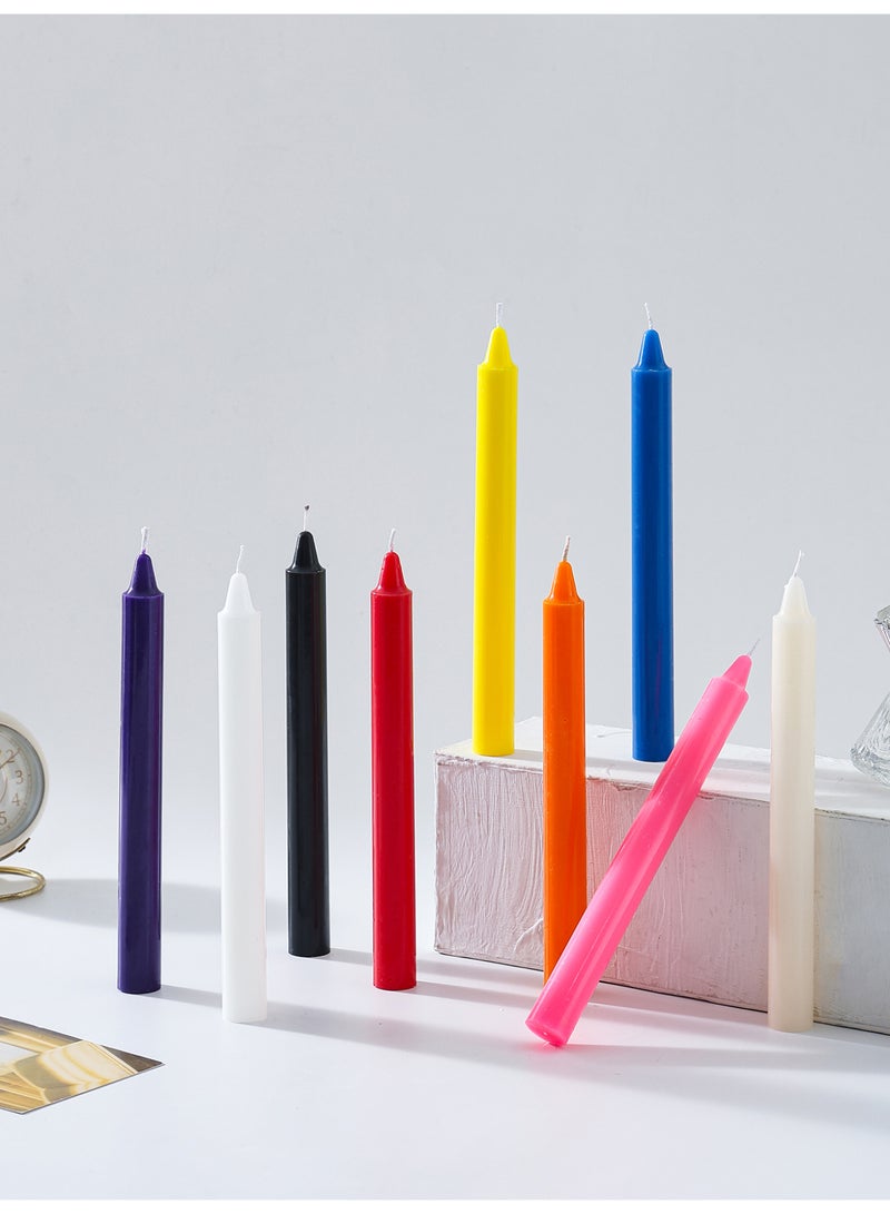 8 قطعة شموع مخروطية ملونة متعددة - 22 سم 8.6 بوصة قطر 2.2 سم 0.86 بوصة بلا رائحة بلا دخان بلا تنقيط شموع تزيينية لمنزل زواج حفلة عيد رمضان طاولة العشاء - Image 3