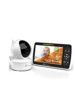 Baby Monitor - 5” Large Display Video Baby Monitor with Remote Pan-Tilt-Zoom |Infrared Night Vision, Temperature Display, Lullaby, Two Way Audio |960ft Range Baby Monitor with Camera and Audio