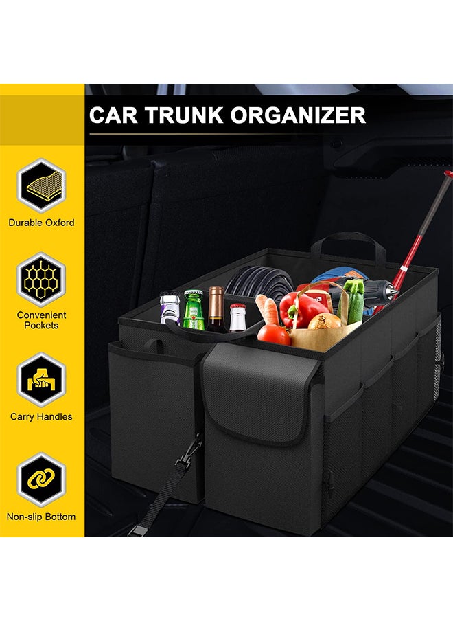 Hihonor - Car Trunk Storage Bag,Portable Foldable Design with Fixed Rope Non-slip Design,Suitable for Outdoor Camping/Car Storage(Black) - Image 1