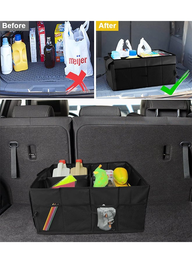 Hihonor - Car Trunk Storage Bag,Portable Foldable Design with Fixed Rope Non-slip Design,Suitable for Outdoor Camping/Car Storage(Black) - Image 1