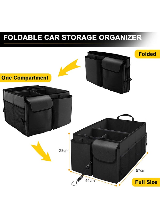 Hihonor - Car Trunk Storage Bag,Portable Foldable Design with Fixed Rope Non-slip Design,Suitable for Outdoor Camping/Car Storage(Black) - Image 1