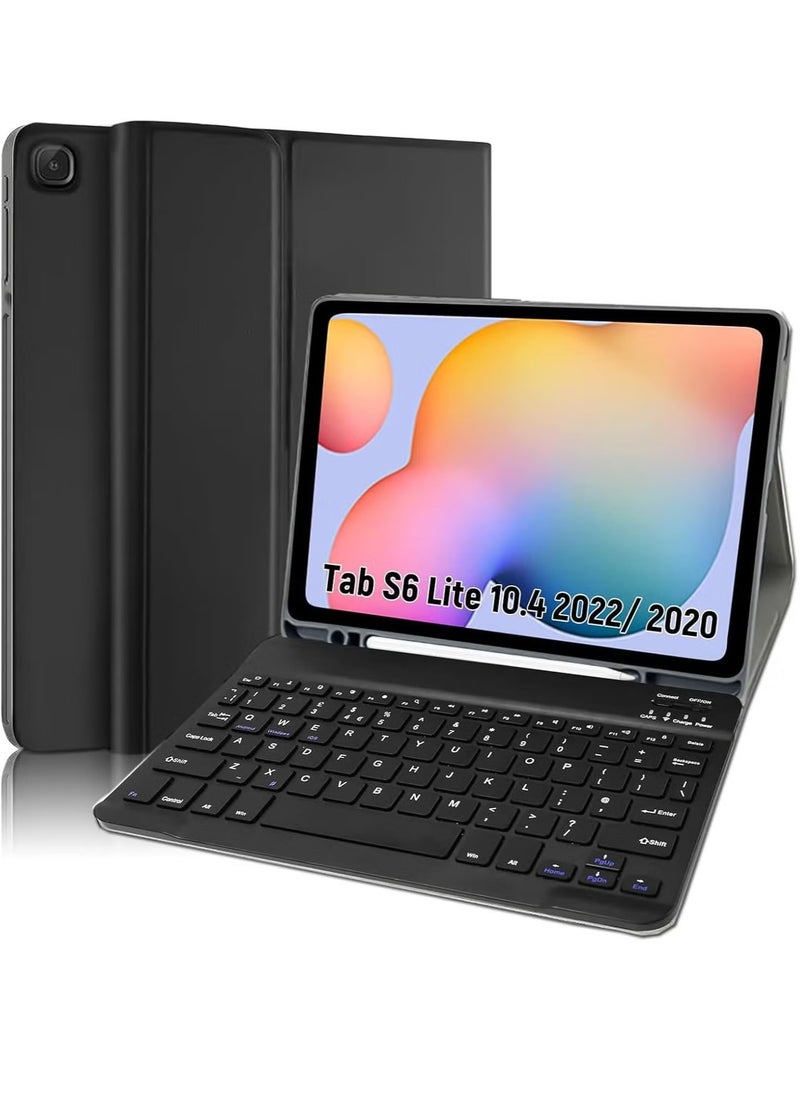 ELTRAZONE Keyboard Case for Samsung Galaxy Tab S6 Lite 10.4'' (SM-P610/P615/P613/P619, 2020/2022) – [Business Leather Folio Cover] [Detachable Magnetically Bluetooth Keyboard] [S-Pen Holder] (Black)  - Image 1