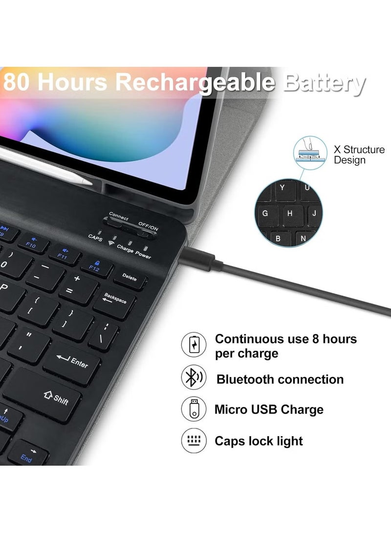 ELTRAZONE Keyboard Case for Samsung Galaxy Tab S6 Lite 10.4'' (SM-P610/P615/P613/P619, 2020/2022) – [Business Leather Folio Cover] [Detachable Magnetically Bluetooth Keyboard] [S-Pen Holder] (Black)  - Image 2
