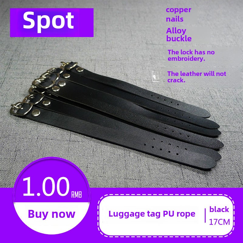 PU Leather Luggage Tag Strap Black 