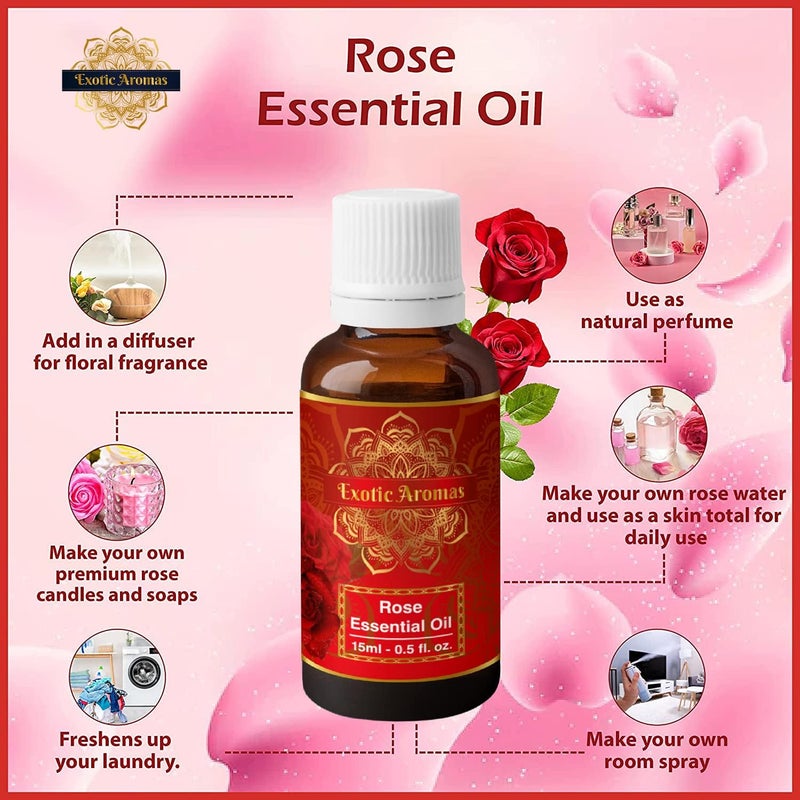 Exotic Aromas Rose Essential Oil (15Ml + 15Ml) Pack of 2 - Image 3