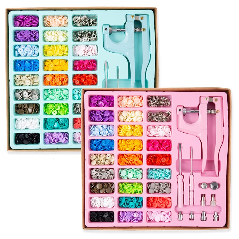YICBOR 270 Set T5 Snaps Plastic Buttons with Snaps Pliers Set for Clothes Sewing Bibs Rain Coat Crafting -DIY Handmade Tools (Blue) - Image 1