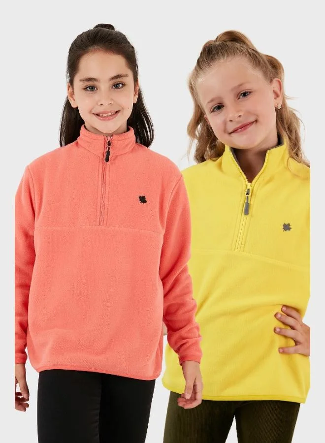 ليلا ليلا سترة قطبية للأطفال بياقة واقفة وسحاب ناعم قطعتين