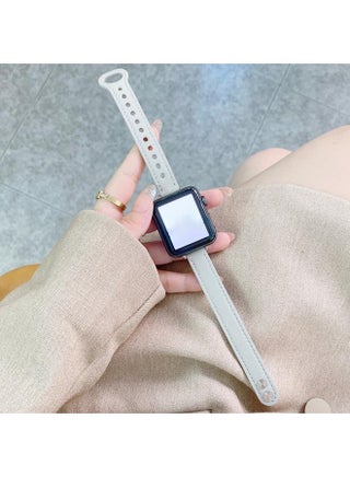 Double Studs Buckle Genuine Leather Watch Band Watch Band For Apple Watch Ultra 49mm&Watch Ultra 2 49mm / Series 9&8&7 45mm / SE 3&SE 2&6&SE&5&4 44mm / 3&2&1 42mm White - pzsku/Z86905317158E04A1EE2EZ/45/_/1720672838/c9380bc3-ba56-4e12-aceb-6692c7395297