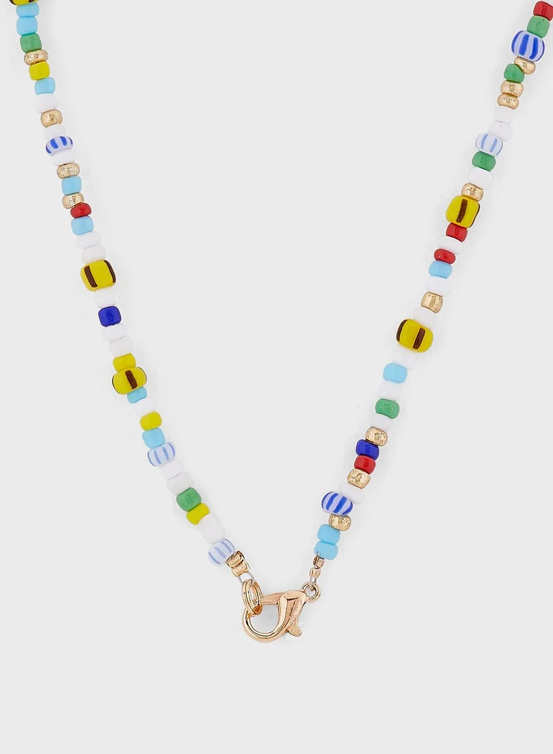 Ginger Layered Beaded Pearl Pendant Necklace