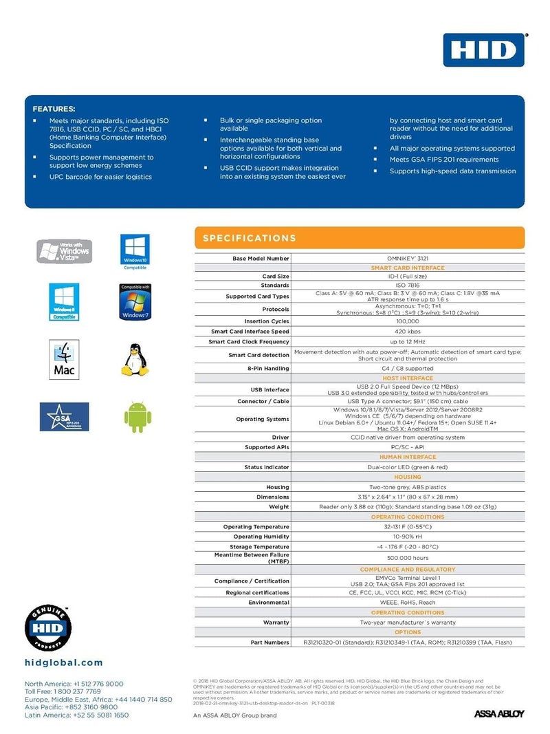 HID قارئ بطاقات ذكية OMNIKEY 3121 - Image 4