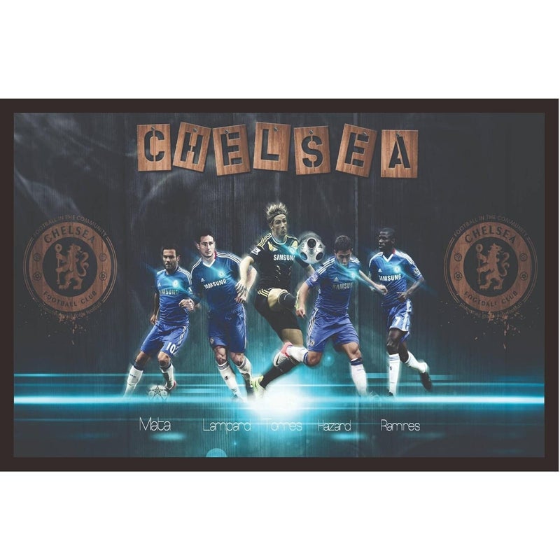 Mad Masters Chelsea Soccer Team Framed Photo Wall Hanging Home Decor Painting for Living Room Bedroom Decoration 18 x 12 InchPaper
