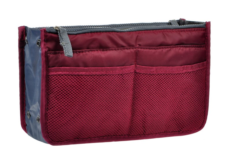 Vercord Purse Organizer Insert for Handbags Bag Organizers Inside Tote Pocketbook Women Nurse Nylon 13 Pockets Burgundy Small - Image 2