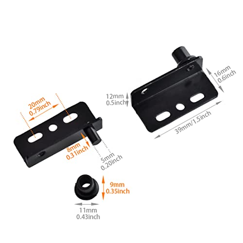 Aifeier ET 2 Sets Pivot Hinges Black Heavy Duty Concealed Shaft Door Hinges with Bushing for Wood Doors, Drawers, Furniture Cabinets, Wardrobe, Showcase, etc - Image 3