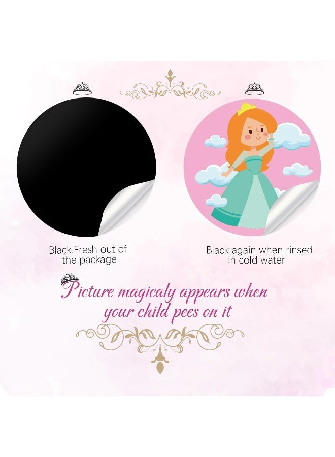 Geyee 24 Pcs Potty Training Stickers Potty You Pee on Toilet Reveal Stickers Chart Reusable Pee Decals Color Changing Seat Toilet Targets for Boys Girls Kids Training Use(Princess) - Image 2