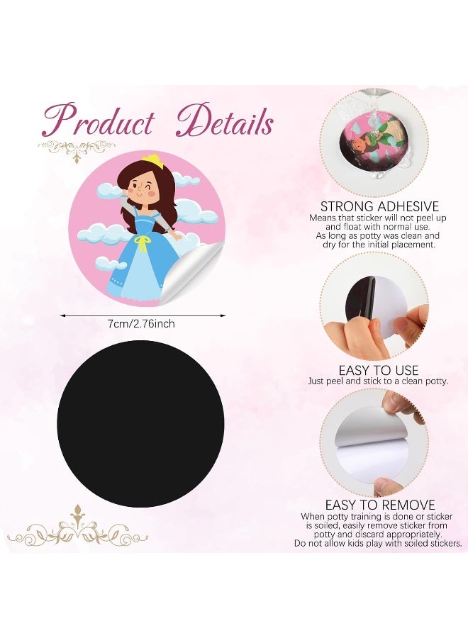 Geyee 24 Pcs Potty Training Stickers Potty You Pee on Toilet Reveal Stickers Chart Reusable Pee Decals Color Changing Seat Toilet Targets for Boys Girls Kids Training Use(Princess) - Image 3