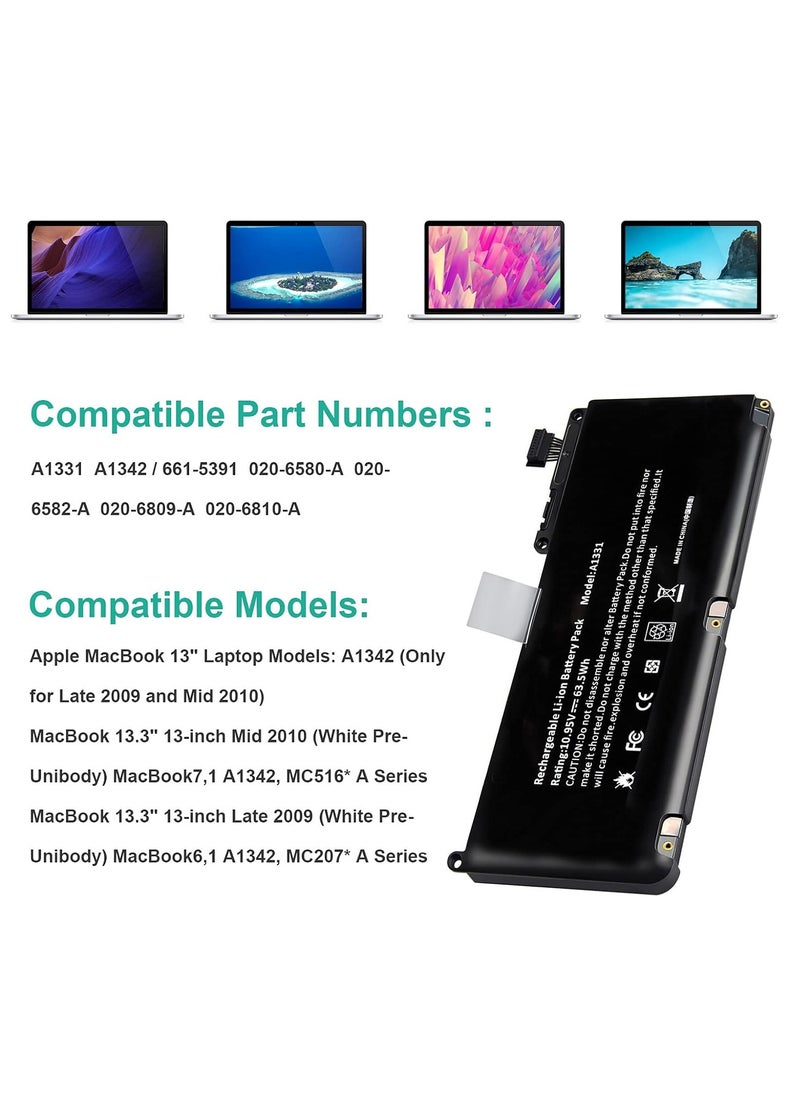 Generic 5800mAh Laptop Battery for MacBook Pro 13-inch A1331 A1342 Model Late 2009 Mid 2010 and MacBook 13.3 Series 7 A1342 MC516*-A 6 A1342 MC207*-A 10.95V 64W  - Image 5