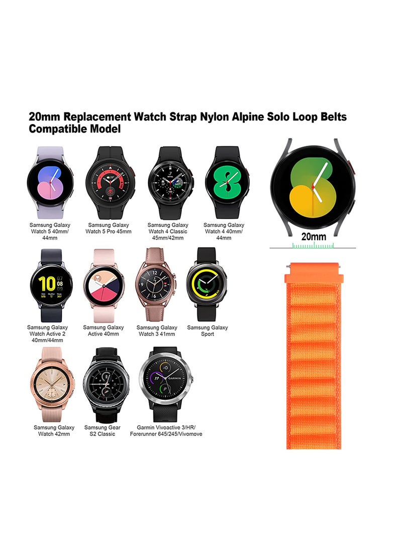 أشرطة ساعة 20 مم متوافقة مع ساعة Samsung Galaxy Watch 6 الكلاسيكية 47 مم 43 مم Galaxy Watch 6/5/4 40 مم 44 مم/Galaxy Watch 5 Pro Sport Nylon Strap Amazfit GTS 4 حزام سريع الفك - Image 4
