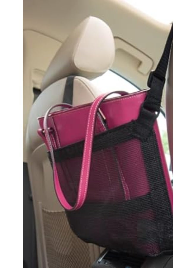 Hanging Mesh Bag with Adjustable Strap Car Bag, Black, Lightweight Design with Multiple Pockets and Mesh Breathable and Easy to See Contents - Image 1