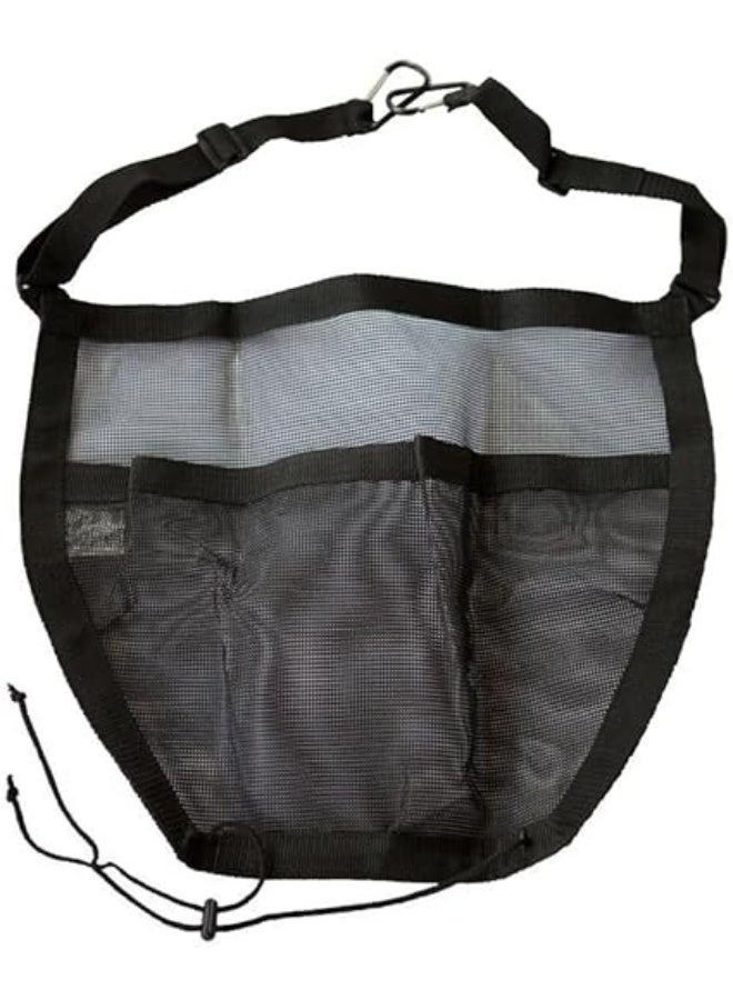 Hanging Mesh Bag with Adjustable Strap Car Bag, Black, Lightweight Design with Multiple Pockets and Mesh Breathable and Easy to See Contents - Image 2
