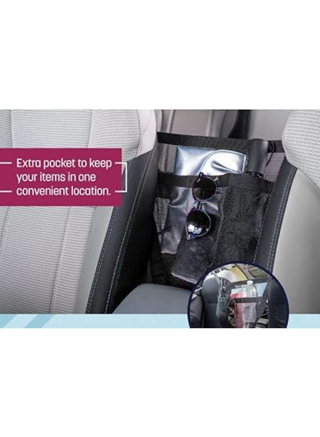 Hanging Mesh Bag with Adjustable Strap Car Bag, Black, Lightweight Design with Multiple Pockets and Mesh Breathable and Easy to See Contents - Image 3