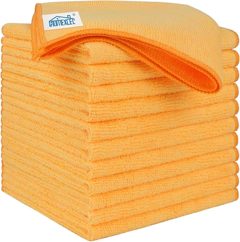 HOMEXCEL Yellow Microfiber Cleaning Cloths 12 Pack, 12.5 x 12.5 inch Microfiber Towel for Cars, Ultra Absorbent Car Washing Cloth, Lint Free Streak Free Cleaning Rags for Car, Kitchen, and Window Multi-use qualified quality - Image 1