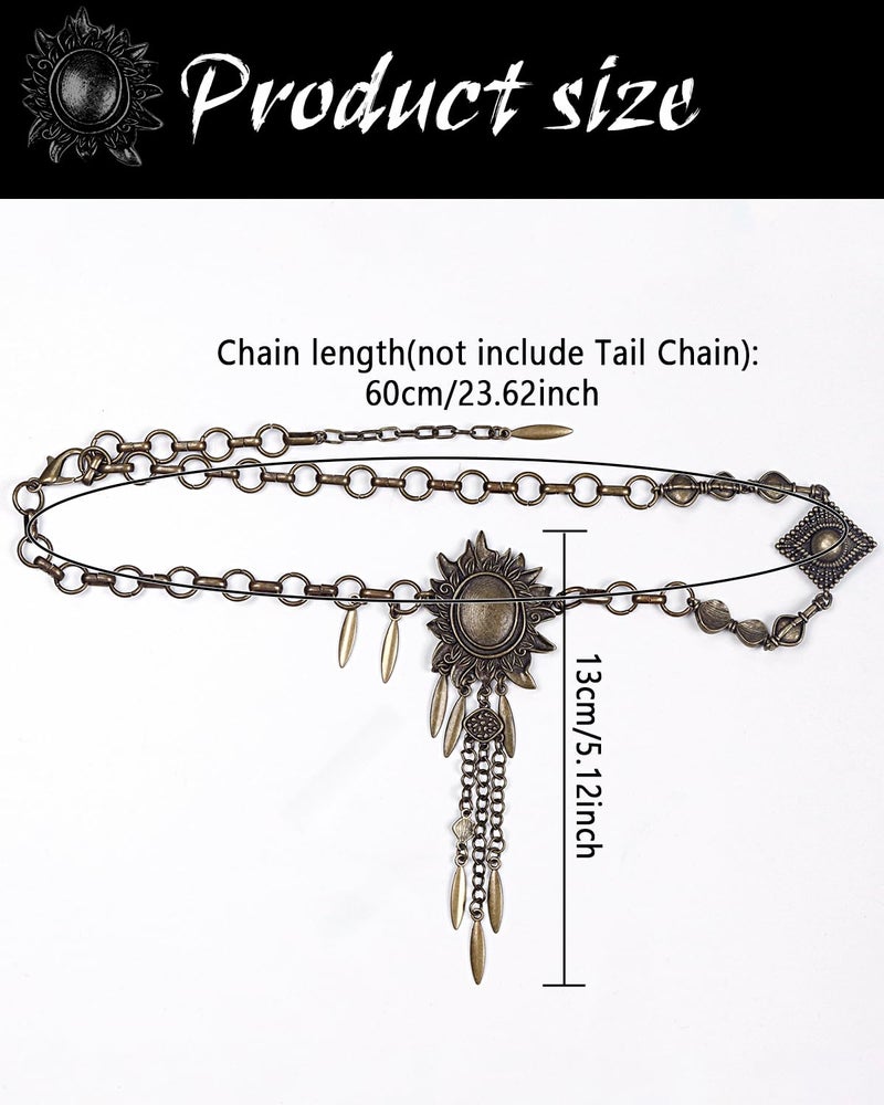 L'VOW Norse Valkyrie Gold Headband Gypsy Headpiece Vintage Head Chain Hair Accessory for LARP Renaissance Wedding, Bronze - Image 3