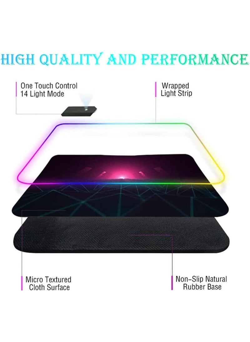 Beauenty Mouse Pad ,Oversized RGB Gaming Mouse Pad,Extended LED Mouse Mat with 14 Lighting Modes,Glowing Keyboard Mousepads,Large Desk Pad,Anti-Slip Rubber Base (Size : 800x300x4mm) - Image 4