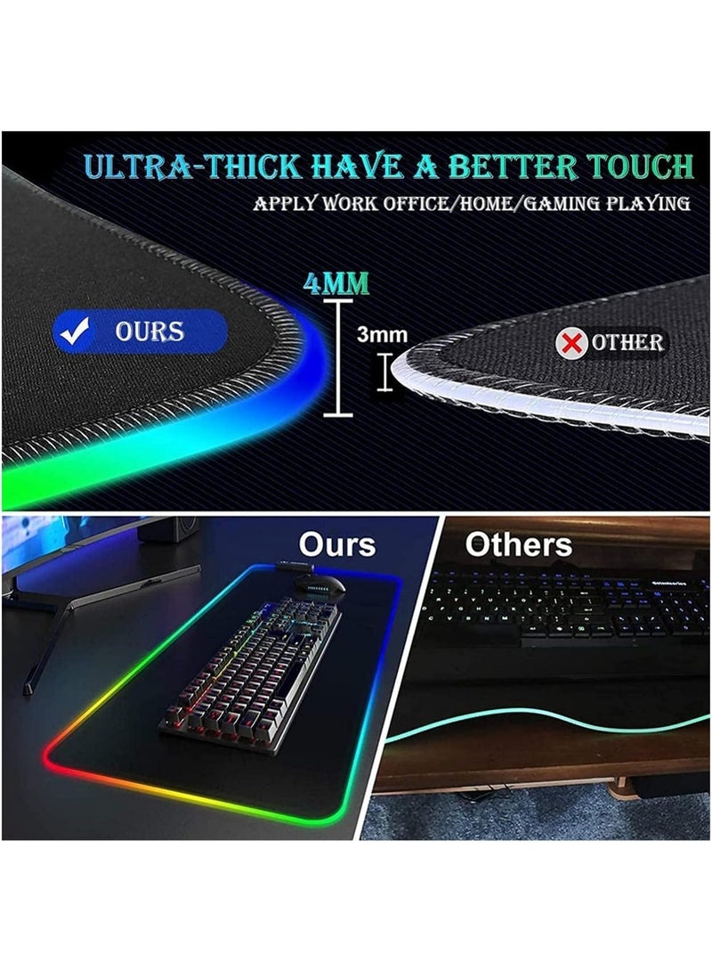 Beauenty Mouse Pad ,Oversized RGB Gaming Mouse Pad,Extended LED Mouse Mat with 14 Lighting Modes,Glowing Keyboard Mousepads,Large Desk Pad,Anti-Slip Rubber Base (Size : 800x300x4mm) - Image 5