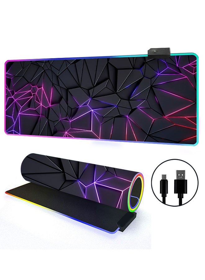 Beauenty Mouse Pad ,Oversized RGB Gaming Mouse Pad,Extended LED Mouse Mat with 14 Lighting Modes,Glowing Keyboard Mousepads,Large Desk Pad,Anti-Slip Rubber Base (Size : 800x300x4mm) - Image 1
