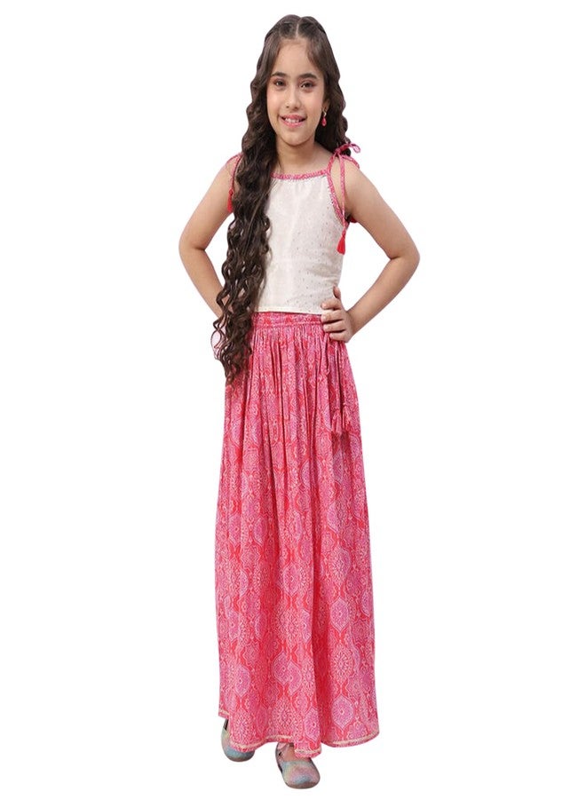 BIBA Girls Viscose Flared Printed Lehenga Set (KW5070EAW22RED_Red_13) - Image 1