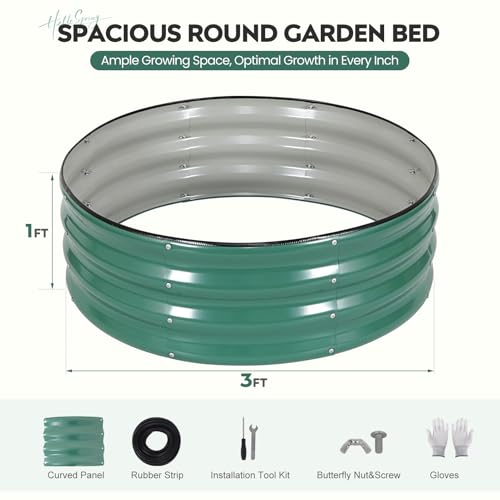 ZORMY Galvanized Raised Garden Bed Outdoor Round Metal Planter Boxes 2 Pcs 3x3x1ft Steel Raised Bed Kit for Planting Vegetables Fruits FlowersLotusGreen - Image 3