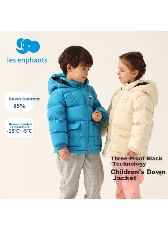 Les enphants Liyingfang Three-proof Children's Down Jacket Duck Down Mid-length Autumn Winter Boys Girls Down Jacket Off-white 130cm - Image 3