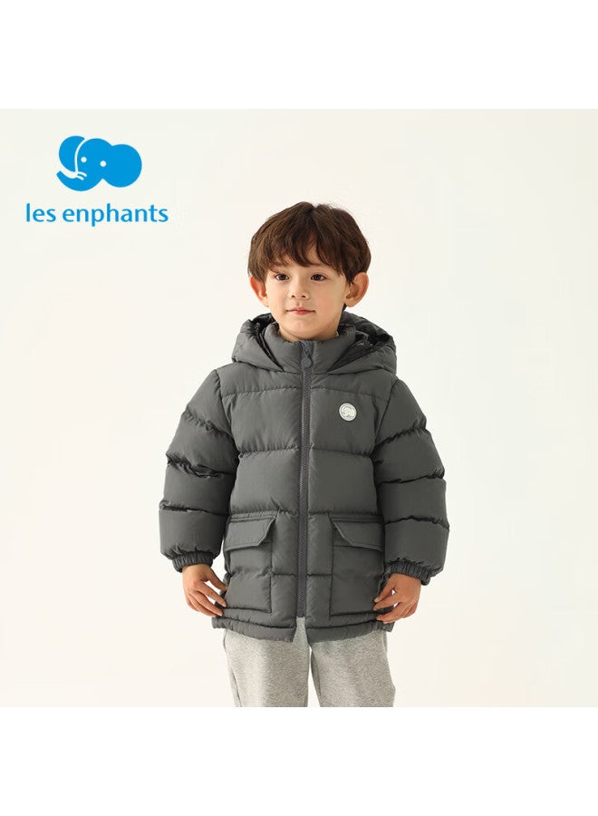 Les enphants Liyingfang Three-proof Children's Down Jacket Duck Down Mid-length Autumn Winter Boys Girls Down Jacket Off-white 130cm - Image 1