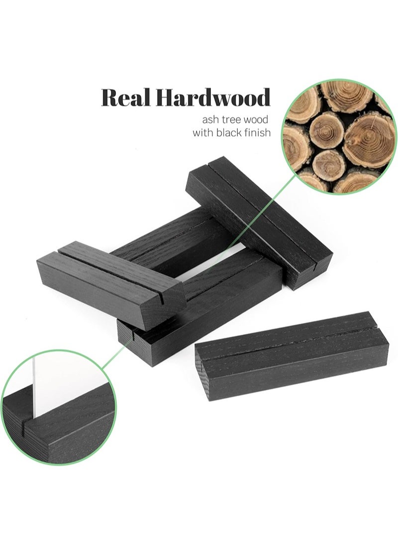 Aikanbo 10-Pack Wooden Seat Card Holders，Black Wooden Table Number Holder，Name Seat Card Holder，Event Party Tabletop Sign Holder，Wedding and Birthday Photo, Picture and Postcard Holder (Black，2.5*8*1.5cm)  - Image 3
