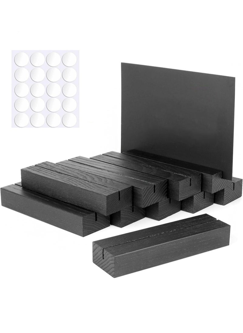 Aikanbo 10-Pack Wooden Seat Card Holders，Black Wooden Table Number Holder，Name Seat Card Holder，Event Party Tabletop Sign Holder，Wedding and Birthday Photo, Picture and Postcard Holder (Black，2.5*8*1.5cm)  - Image 1