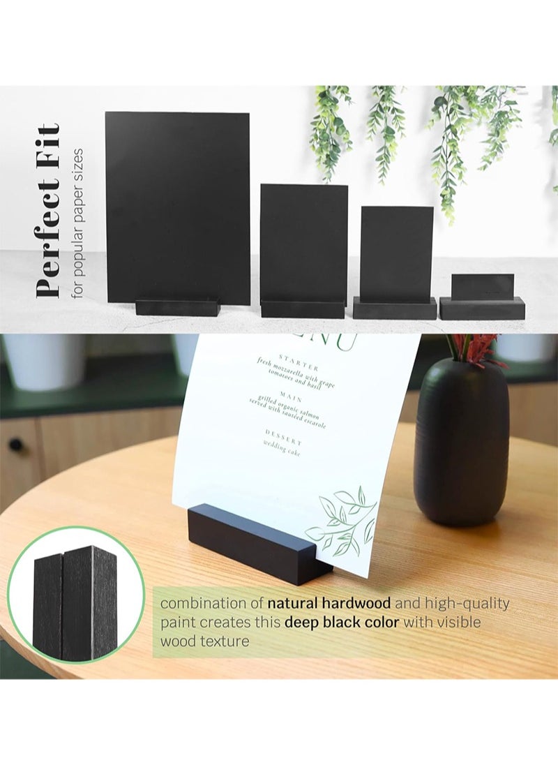 Aikanbo 10-Pack Wooden Seat Card Holders，Black Wooden Table Number Holder，Name Seat Card Holder，Event Party Tabletop Sign Holder，Wedding and Birthday Photo, Picture and Postcard Holder (Black，2.5*8*1.5cm)  - Image 4