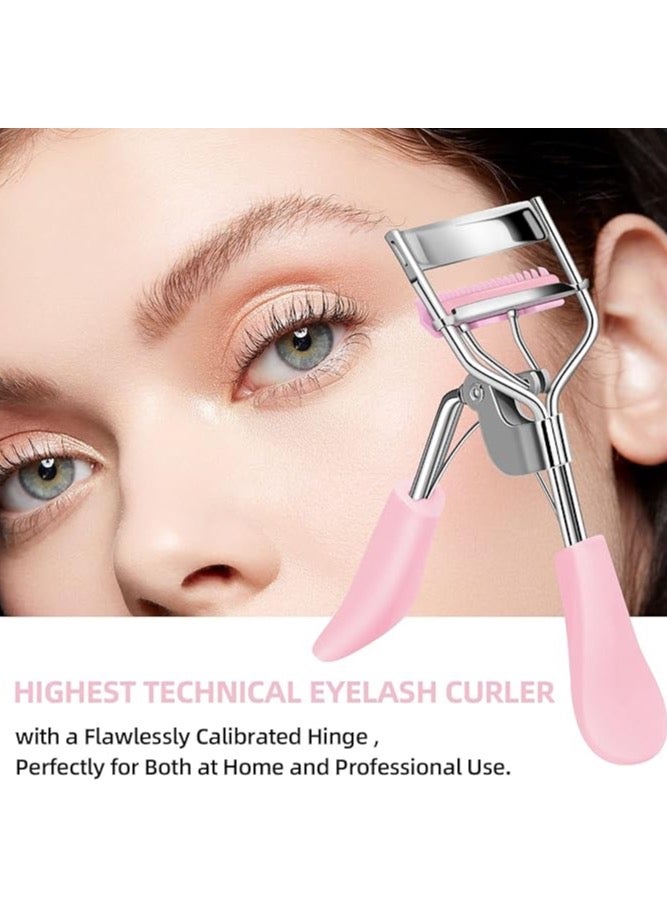 Stainless Steel Eyelash Curler with Built-in Comb Pinch Pain-Free Suitable for Any Eye Shapes and Sizes (Light Pink) - Image 3