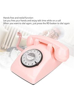 Generic Pink Retro Old Fashioned Rotary Dial Telephone, Vintage Mechanical Ringer Phone Landline Desk Phone, with Mechanical Ringer and Speaker Function for Home, Bar, Hotel, Office, Gallery  - Image 2