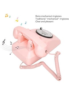 Generic Pink Retro Old Fashioned Rotary Dial Telephone, Vintage Mechanical Ringer Phone Landline Desk Phone, with Mechanical Ringer and Speaker Function for Home, Bar, Hotel, Office, Gallery  - Image 4