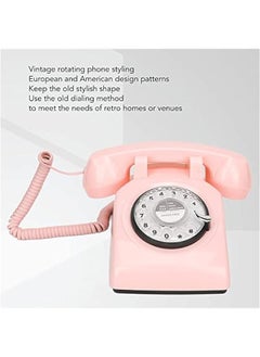 Generic Pink Retro Old Fashioned Rotary Dial Telephone, Vintage Mechanical Ringer Phone Landline Desk Phone, with Mechanical Ringer and Speaker Function for Home, Bar, Hotel, Office, Gallery  - Image 5