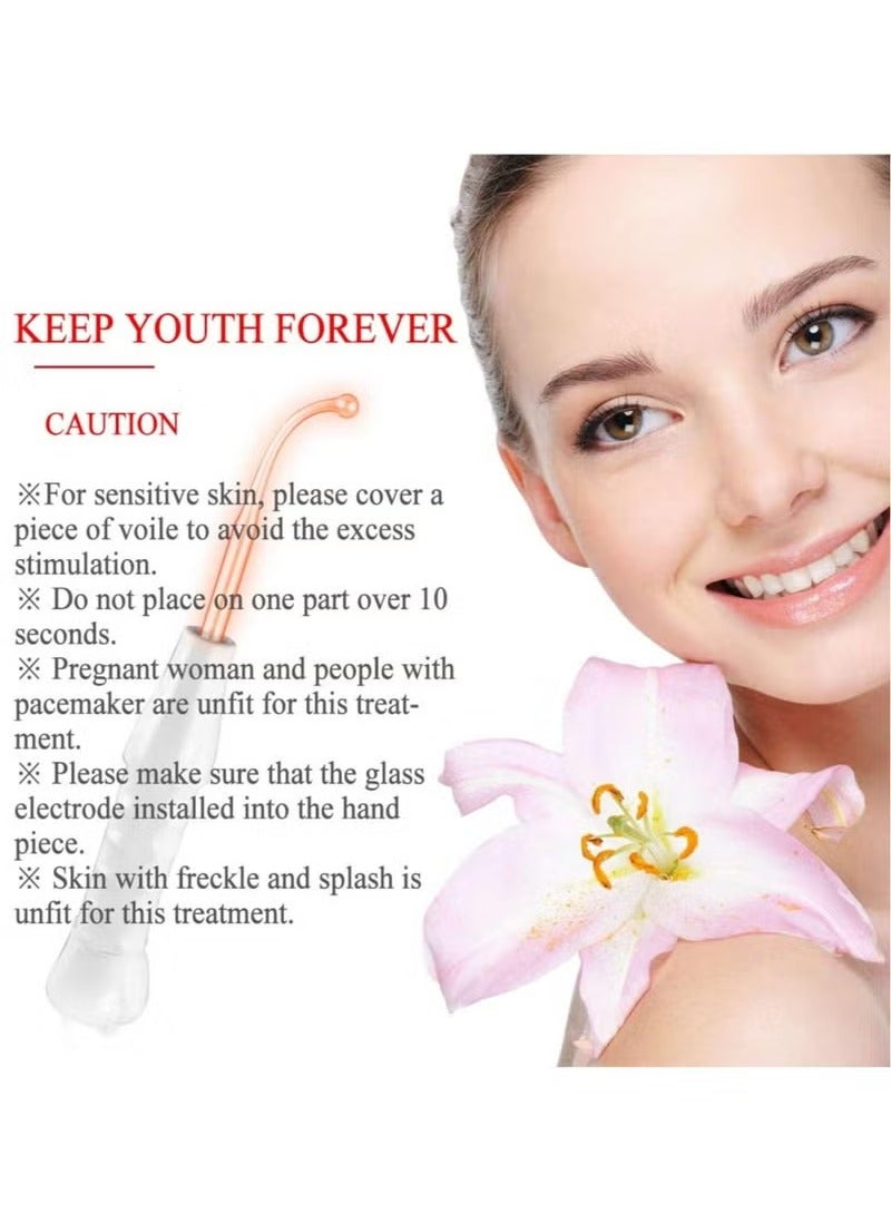 أسيف جهاز الوجه الكهربائي المحمول عالي التردد، التحكم في العيوب والبقع، شد البشرة وتوهجها، عصا معالجة البشرة لتقليل التجاعيد، تأتي مع 4 أنابيب مختلفة - Image 3
