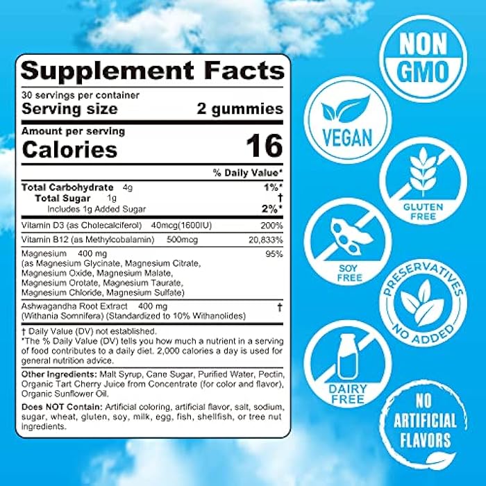 EnvyCure Magnesium Complex Gummies 400mg | as 8 Forms of Magnesium Glycinate, Malate, Citrate, Taurate, Oxide & More | w/Ashwagandha Extract, D3 & B12 Supports for Calm, Zzz, Mood, Muscle Cramp - Vegan 120Cts - Image 2