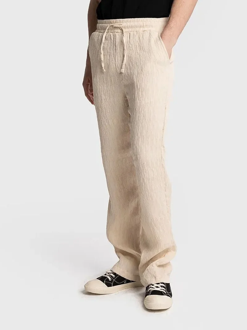 GIESTO Textured Regular Fit Drawstring Waist Pants