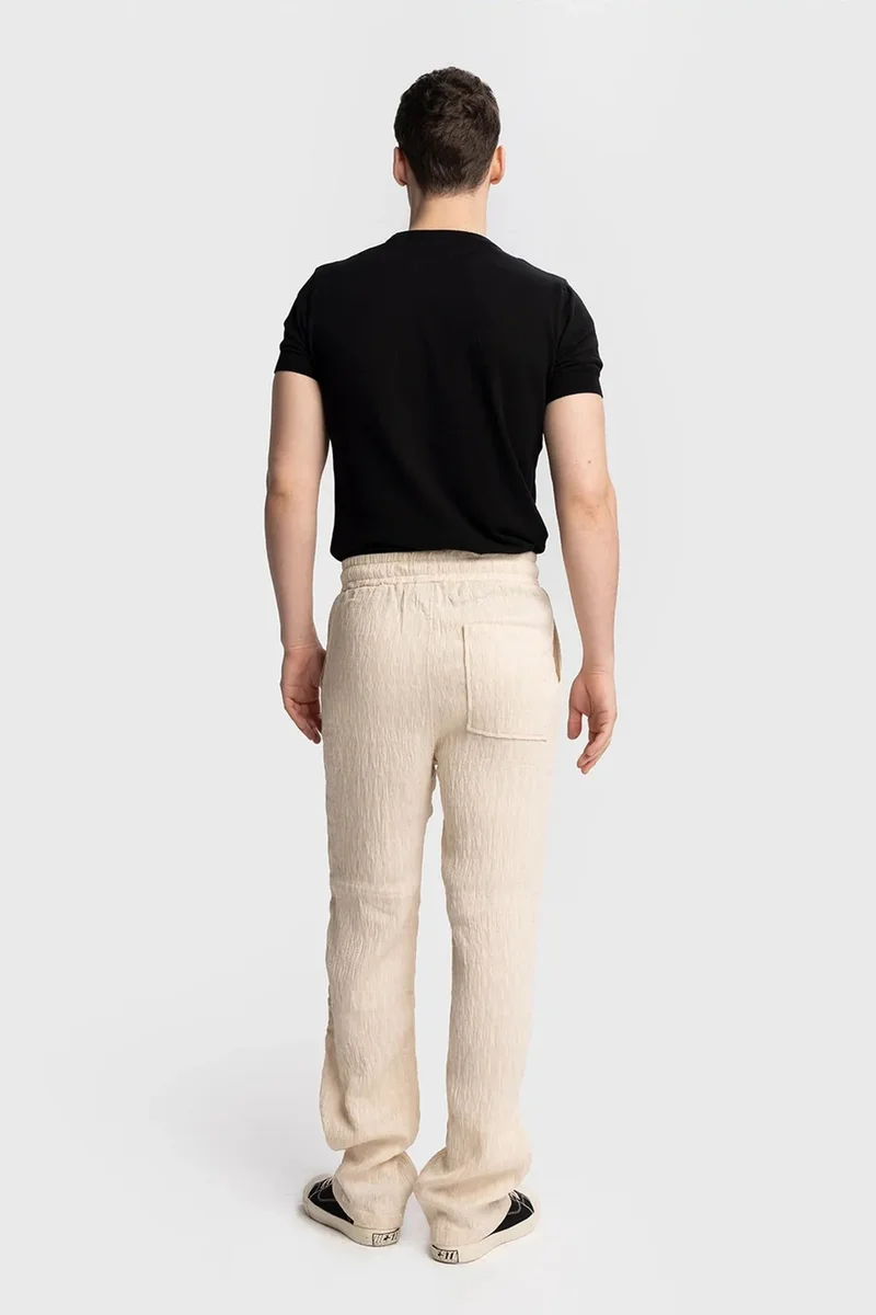Giesto Beige Natural GIESTO Textured Regular Fit Drawstring Waist Pants for Men | Best Price UAE