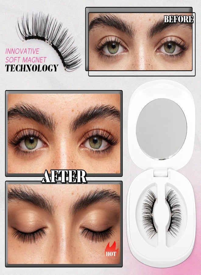 MERETON Magnetic Eyelashes with Applicator Upgrade Reusable Soft Magnetic Eyelashes Natural Look No Glue Needed Lashes Kit Easy to Wear and Remove - Image 2