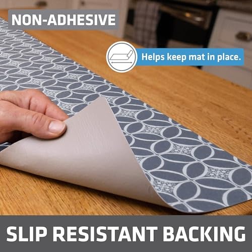 drymate درع رفوف وسحابات درايميت الفاخرة، قماش سميك مبطن، غير لاصق، ماص، مقاوم للماء، مقاوم للانزلاق، بطانات لخزائن المطبخ، الخزائن (صنع في الولايات المتحدة)(12”x59”)(عبوة من 2)(رمادي نيلي) - Image 2